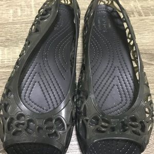 Crocs floral Jellies dark grey sz 9
